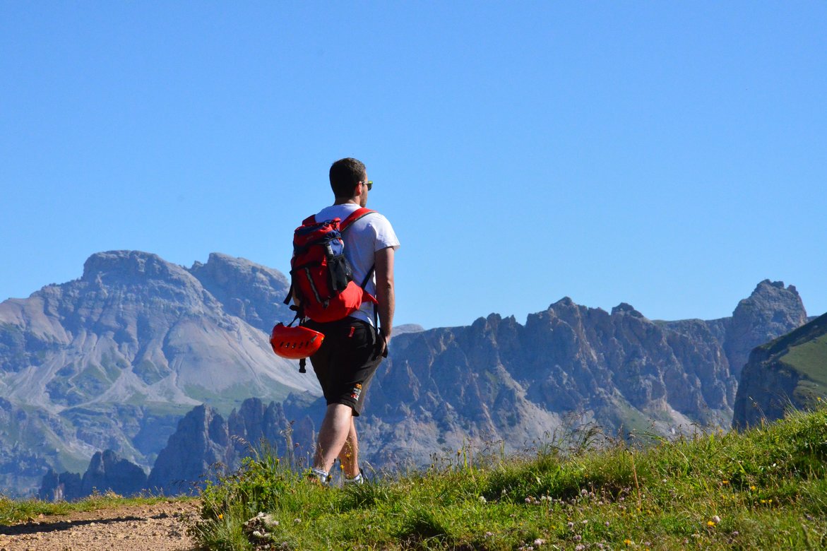 Hiking in the mountains of Val Gardena